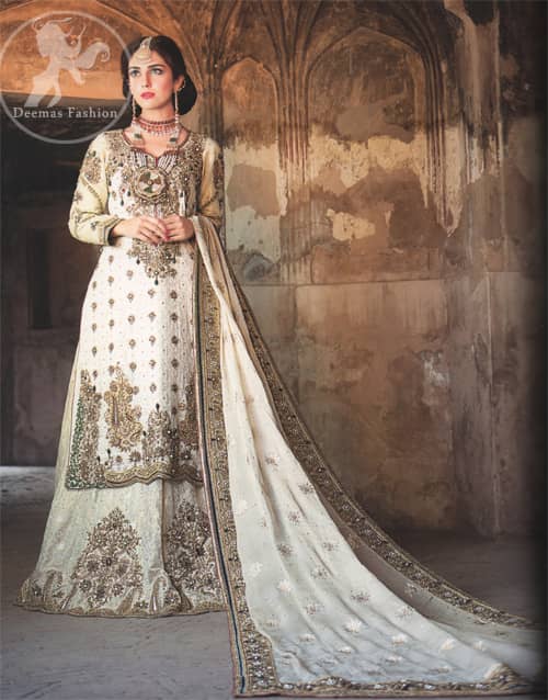 White Heavy Shirt and Lehnga For Walima Dress