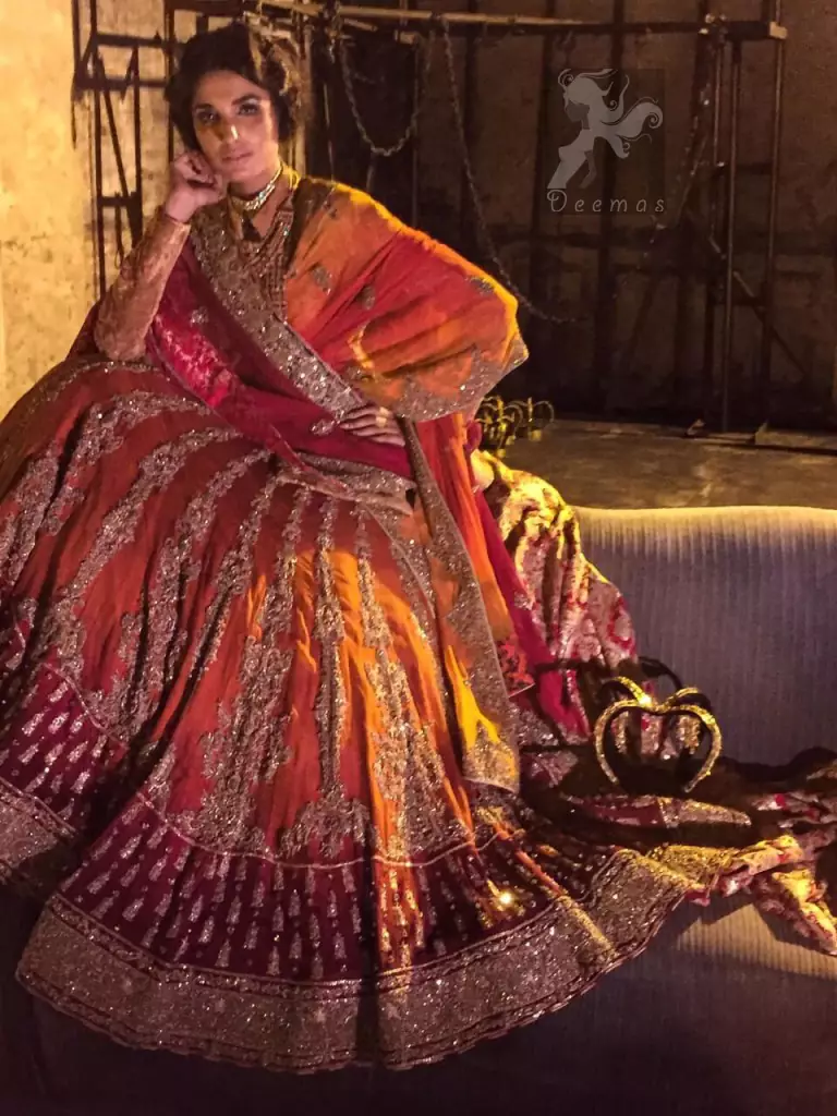 Deep Orange and Red Heavily Embroidered Bridal Lehenga For Baarat