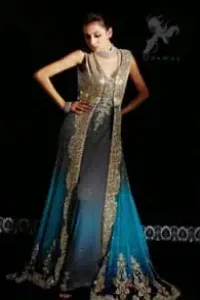 Latest Formal Wear Triple Tone Front Open Gown 2016