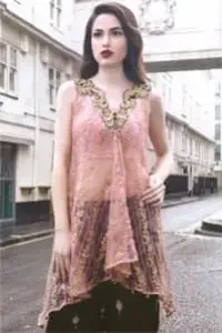 Latest Party Wear Pink Shirt & Embroidered Sharara