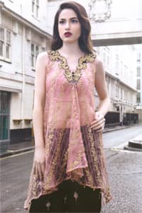 Latest Party Wear Pink Shirt & Embroidered Sharara