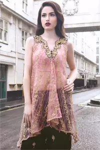 Latest Party Wear Pink Shirt & Embroidered Sharara