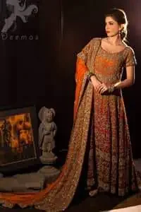 Latest Two Tone Red & Orange Maxi for Bride