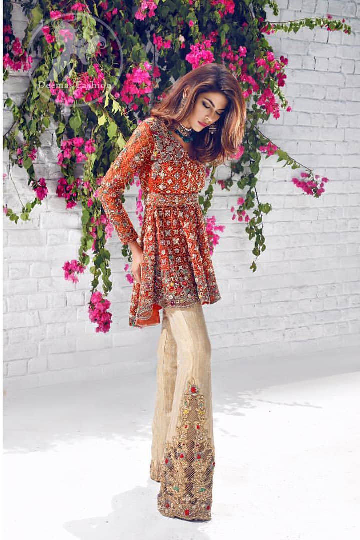 rust-party-wear-short-frock-with-beige-embroidered-pants-3