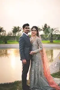 Light Gray Back Trail Bridal Maxi - Peach Dupatta