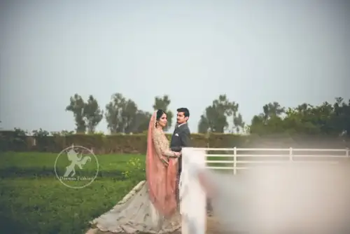 Light Gray Back Trail Bridal Maxi - Peach Dupatta