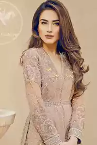 Light Brown Short Frock – Jamawar Bell Bottom Pants. The A-line frock features beautiful and fabulous embellishments that accentuate the neckline front.