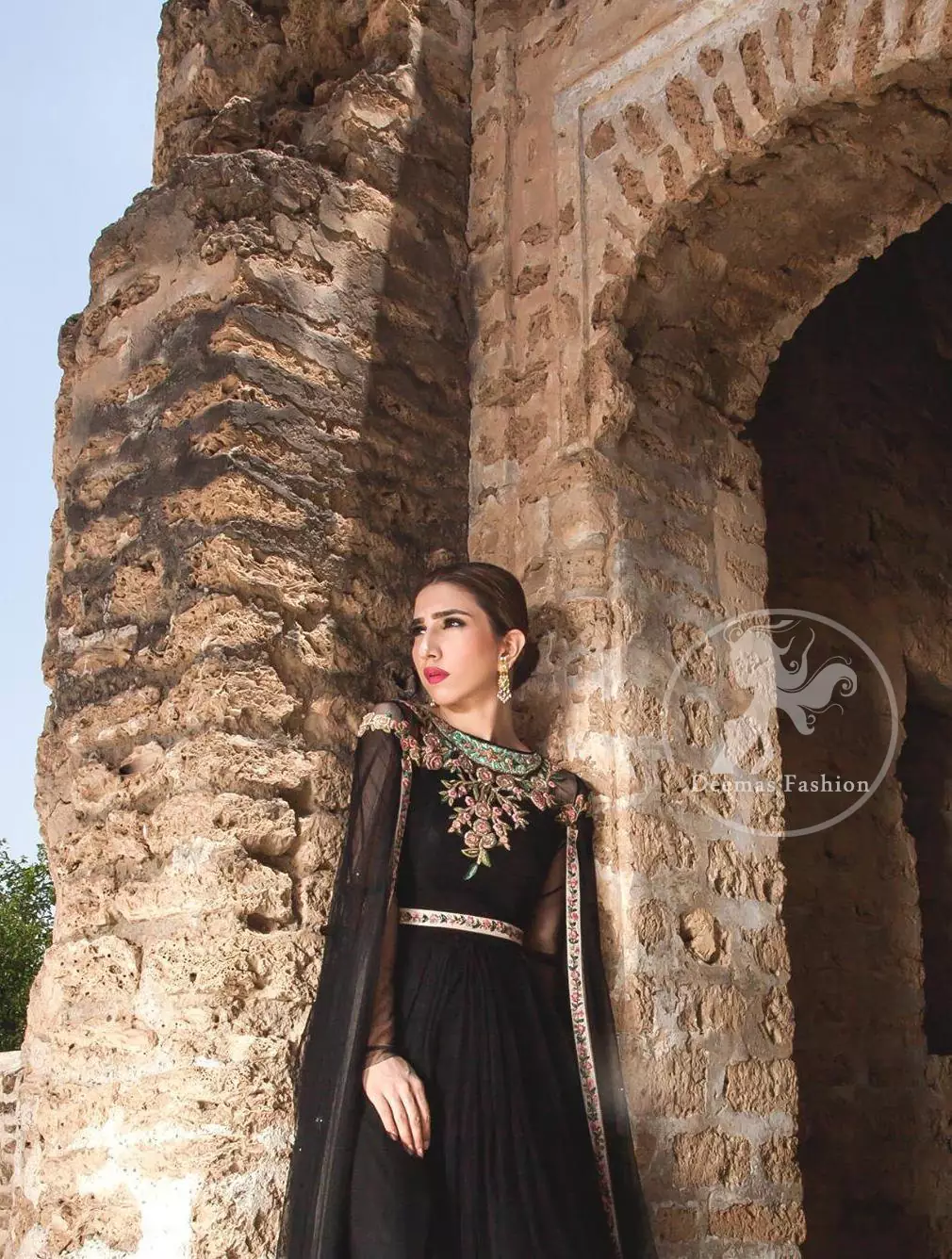 Black Party Wear Maxi - Embroidered Gown