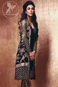 Black Semi Formal Gown - Jamawar Cigarette Pants