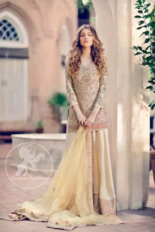 The shirt features beautiful embellishments on the neckline and all over the front. Applique work border implemented on front and