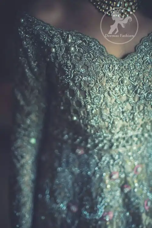 The frock has been adorned with a fully embroidered bodice. The frock features beautiful and fabulous embellishment front and back.