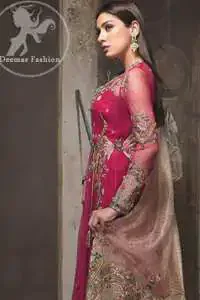 Maroon Flush Angrakha Copper Rose Dupatta