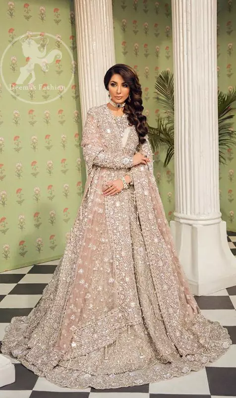 Buy Myra Beautiful Mauve Heavy Embroidered Soft Net Bridal Lehenga Online  at Best Price | Distacart