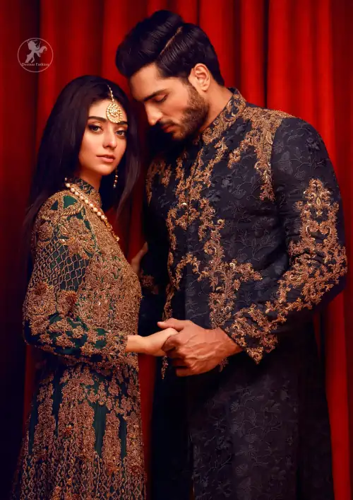 This dress is majestic beauty. Delicately crafted and personifying chic elegance with an element of grandiose. A full heavily embroidered