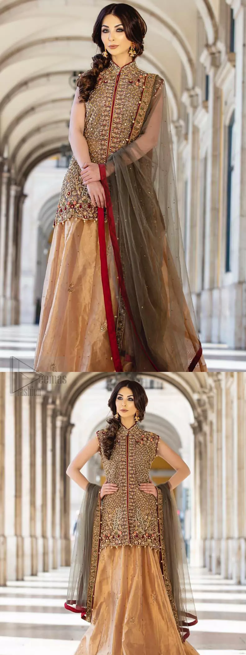 Multicolour printed organza lehenga with blouse and net dupatta - Set Of  Three by The Anarkali Shop | The Secret Label