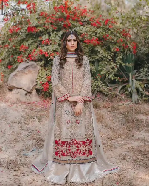 Light Gray Long Shirt Sharara – Dupatta