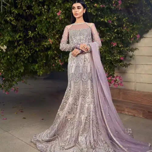 Light Purple Fish Train Gown – Dupatta