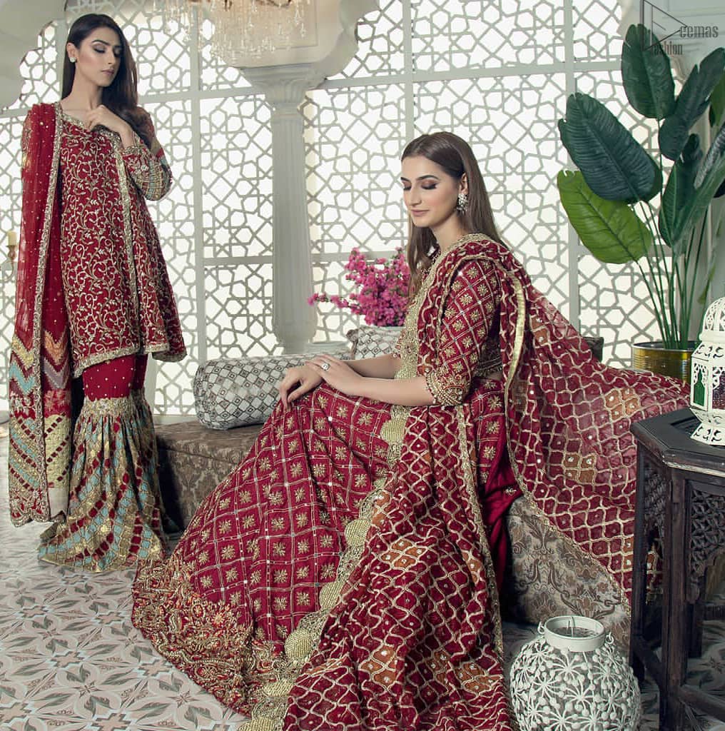 Maroon fully embroidered blouse cross-check lehenga n dupatta. This outfit is Crafted with love and classically designed to make your memorable day beautiful as it should be. This blouse comes with cross-check embroidery pattern lehenga. This lehenga dress is timeless and elegant with a touch of modern trend!