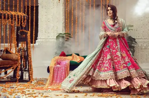 Pink Angrakha Frock – Ruffled Lehenga