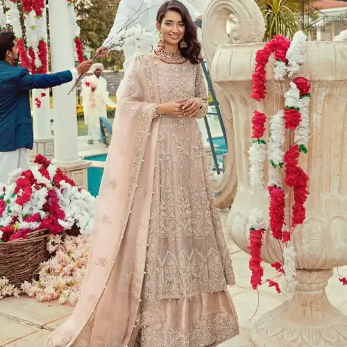 Tea Rose Lehenga Pishwas – Dupatta