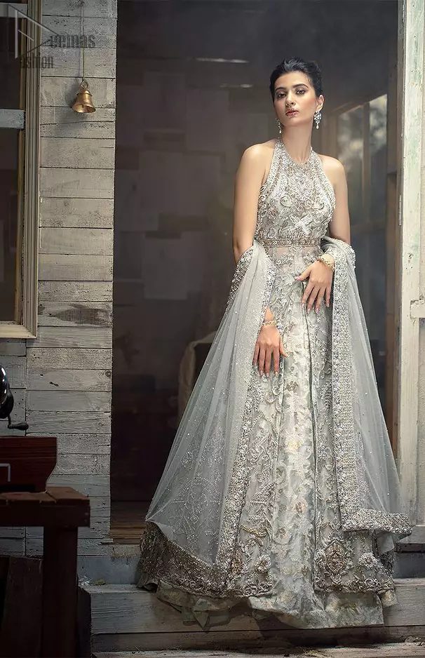 Embellished Silver Grey Mermaid Lehenga for Bridal Wear | Pink bridal  lehenga, Bridal wear, Bridal lehenga choli