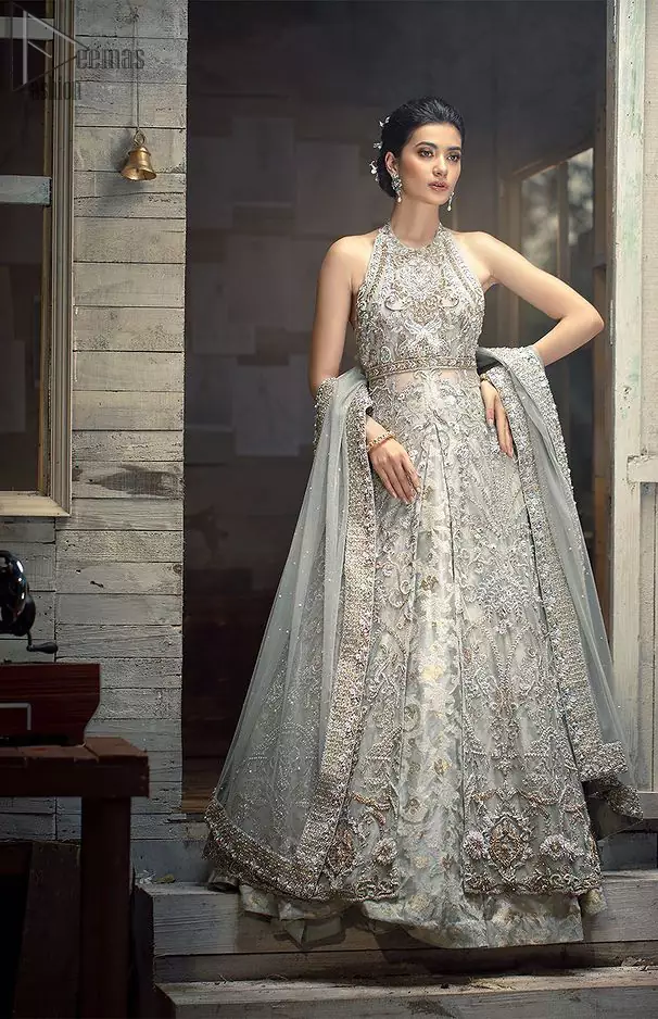 Buy Net Embroidered Lehenga Choli In Warm Grey Colour Online - LLCV01221 |  Andaaz Fashion