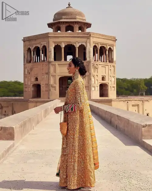 Latest Mehndi Wear - Mustard Angrakha Frock - Chatta Patti Dupatta