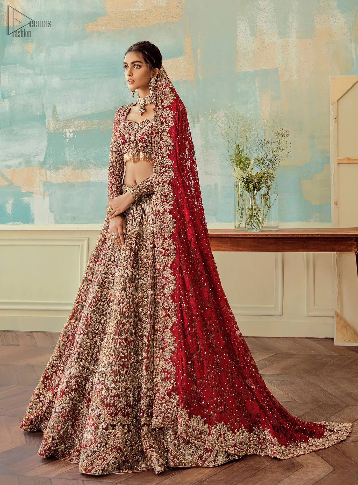 Red Lehenga Blouse – Dupatta
