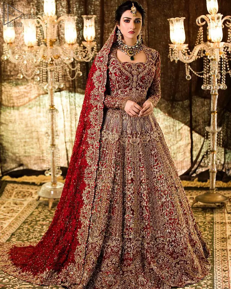 Maroon Color Sequins And Zari Work Bridal Lehenga With Net Dupatta