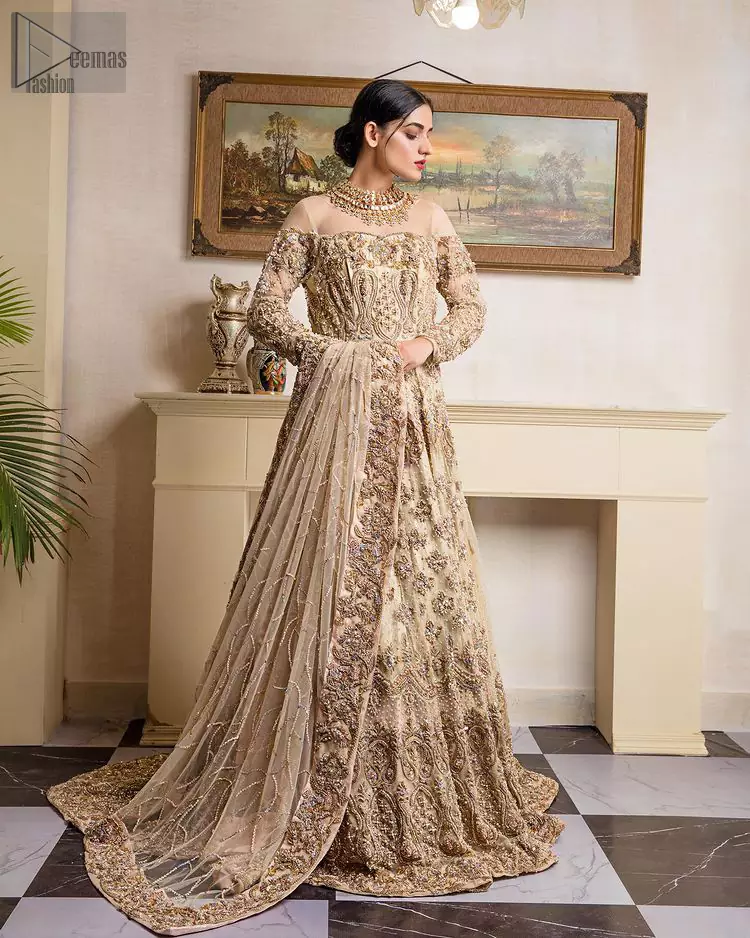 Buy Brown Georgette Embroidered Party Wear Gown With Dupatta Online