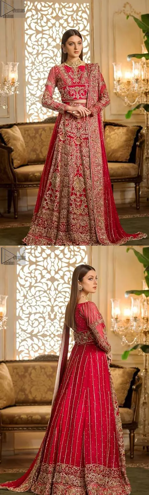 Buy Red Sequins Net Reception Wear Lehenga Choli From Ethnic Plus
