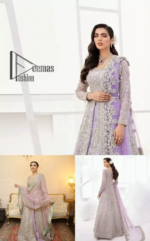 Creating the energy of modish is never been easy for a bride. So, Deemas Fashion presents the lilac front open
