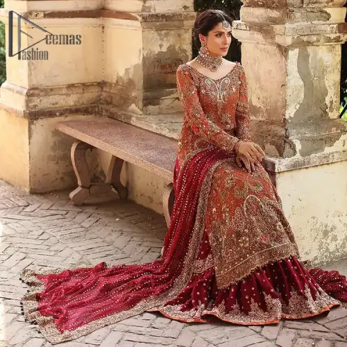 Wondering what an aesthetic bridal attire looks like? The beauty in red makes you go gaga over your look and