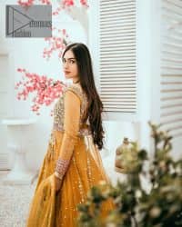 Mustard Frock  – Frilled Lehenga Dupatta - Image 3