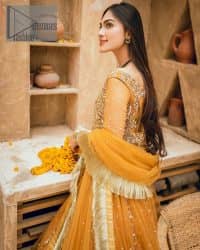 Mustard Frock  – Frilled Lehenga Dupatta - Image 5