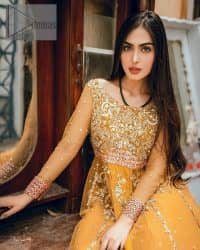 Mustard Frock  – Frilled Lehenga Dupatta - Image 7