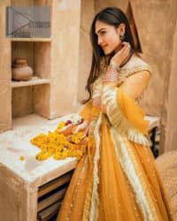 Mustard Frock  – Frilled Lehenga Dupatta - Image 9