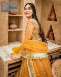 Mustard Frock  – Frilled Lehenga Dupatta - Image 10