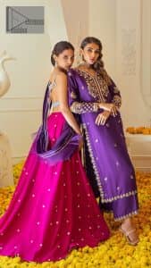 Purple Blouse – Magenta Fluffy Lehenga - Image 6