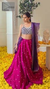 Purple Blouse – Magenta Fluffy Lehenga - Image 7