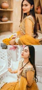 Mustard Frock  – Frilled Lehenga Dupatta - Image 20