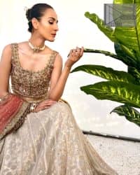 Rust Blouse And Dupatta – Ivory Can-Can Lehenga - Image 1