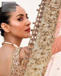 Rust Blouse And Dupatta – Ivory Can-Can Lehenga - Image 16