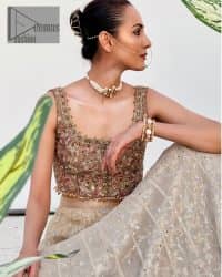 Rust Blouse And Dupatta – Ivory Can-Can Lehenga - Image 18