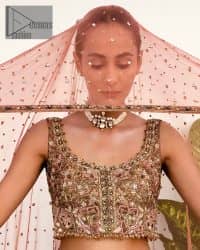 Rust Blouse And Dupatta – Ivory Can-Can Lehenga - Image 19