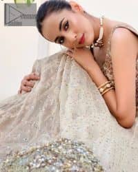 Rust Blouse And Dupatta – Ivory Can-Can Lehenga - Image 2
