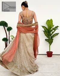 Rust Blouse And Dupatta – Ivory Can-Can Lehenga - Image 3