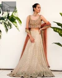 Rust Blouse And Dupatta – Ivory Can-Can Lehenga - Image 4
