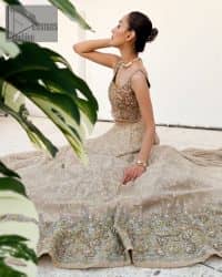 Rust Blouse And Dupatta – Ivory Can-Can Lehenga - Image 7