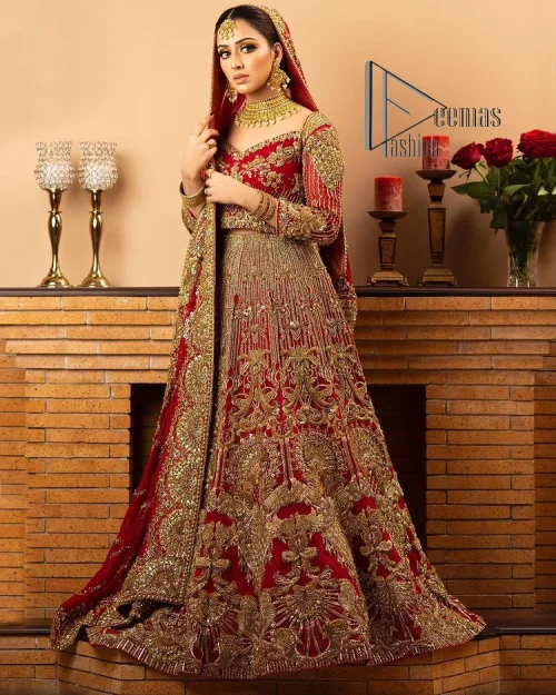 Most girls are excited just to wear maroon amazements. DeemasFashion initiates this Pakistani reception wear which includes a maroon blouse